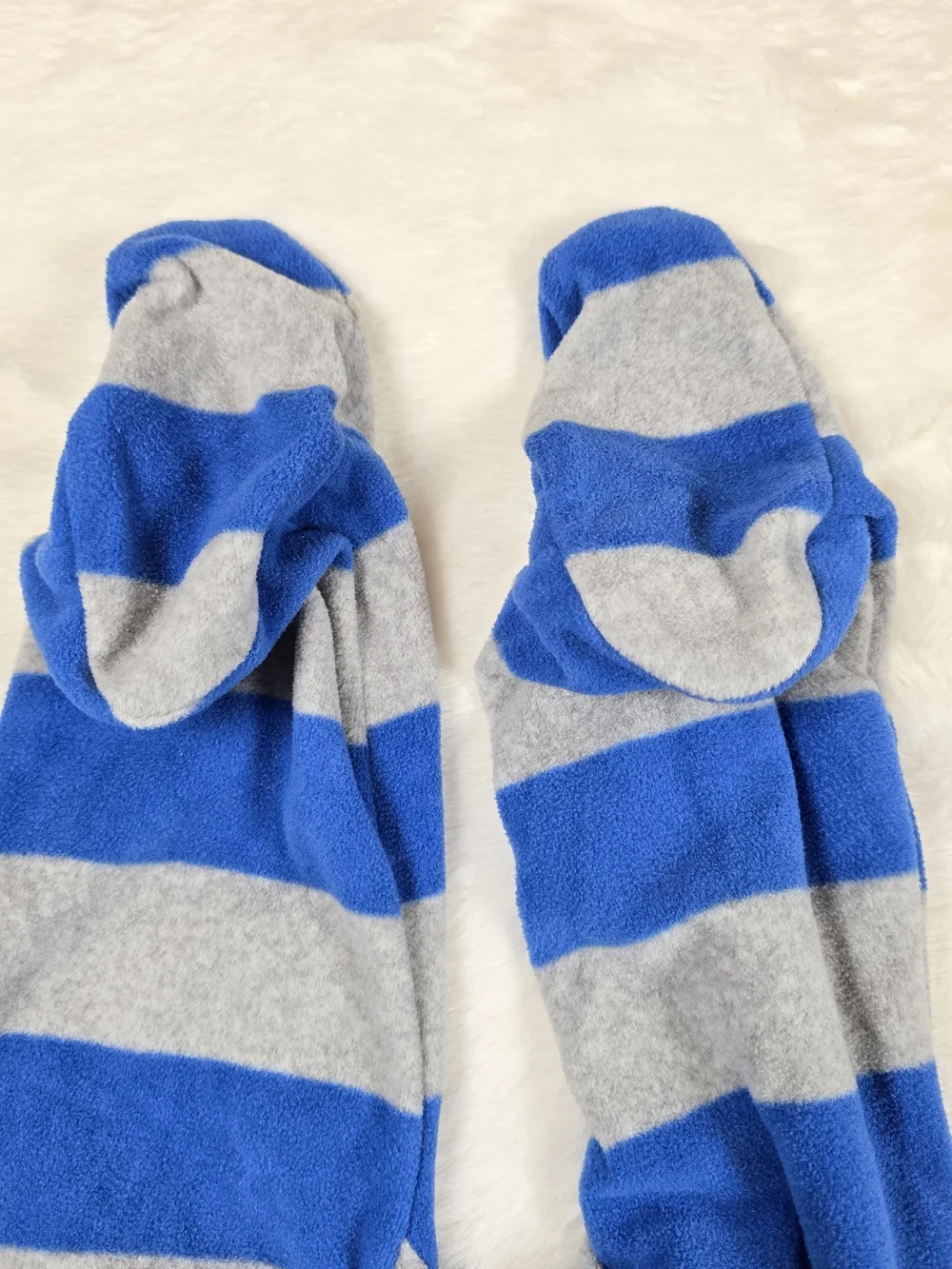 Carter's Blue & Gray Striped Fleece Footed One-Piece with Puppy Patch 9M